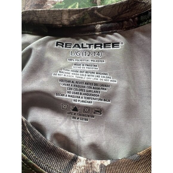 Realtree Womens Camo T-Shirt L/G Pink Logo Polyester Crew Neck Hunting Tee - Picture 2 of 13